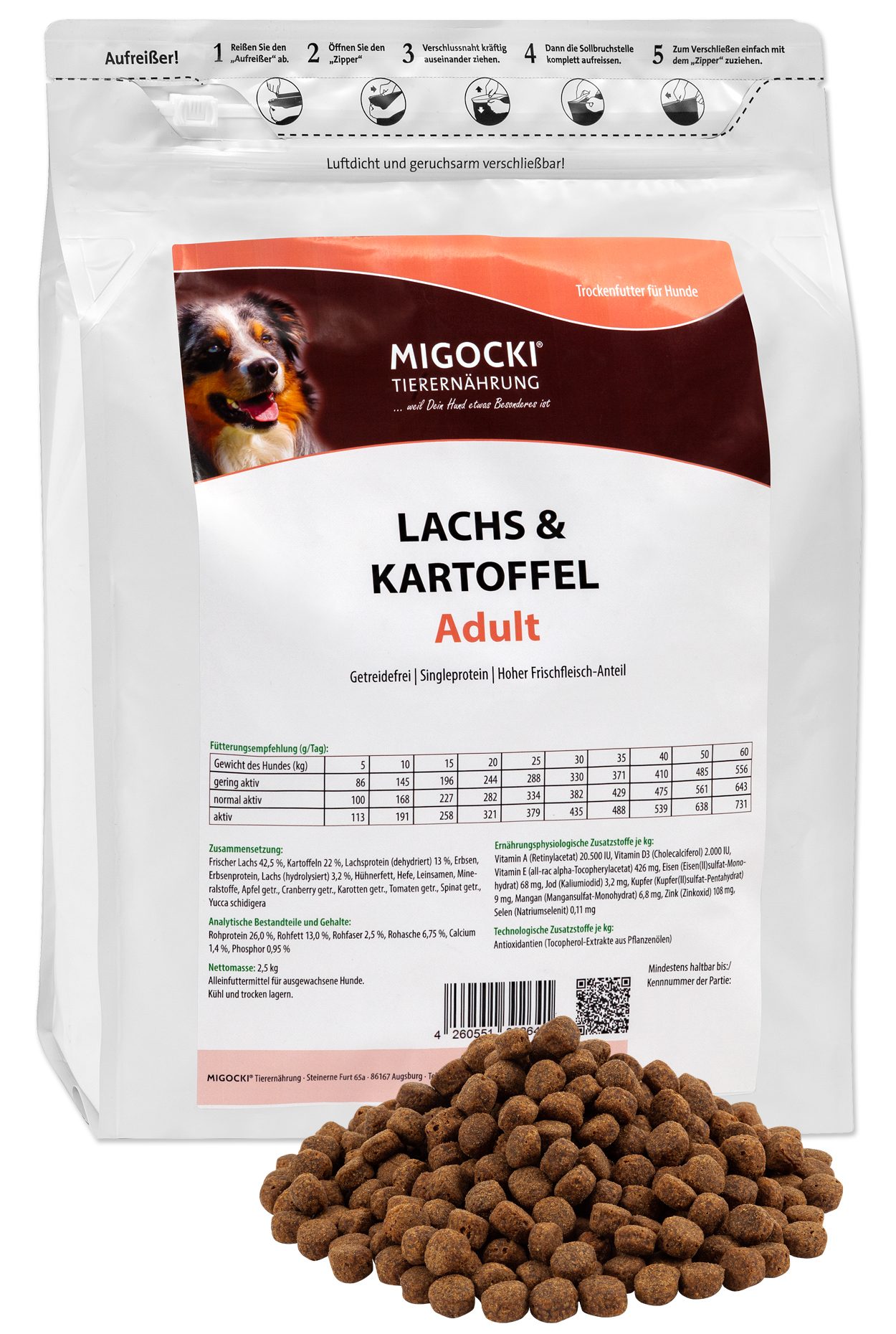 Bild 1 von 1: MIGOCKI Lachs & Kartoffel - Adult - Trockenfutter für Hunde