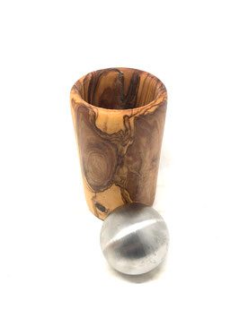 Thumbnail 4: Olivenholz-erleben Urne aus Olivenholz mit Kugelverschluss aus Edelstahl bis ca. 15 kg Lebendgewicht