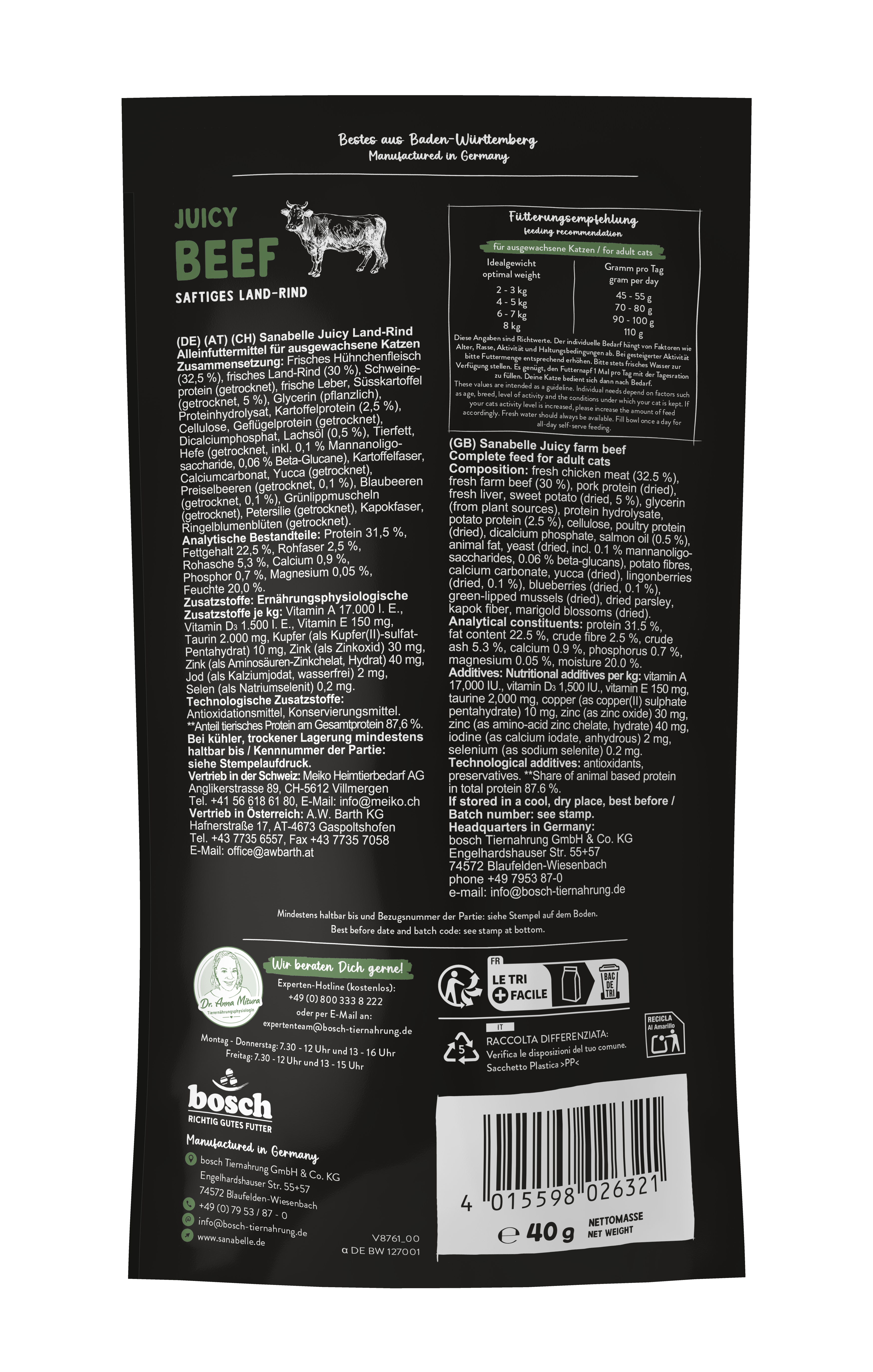 Thumbnail 2: Sanabelle Sanabelle Juicy Land-Rind – Katzefutter – getreidefrei – 400g