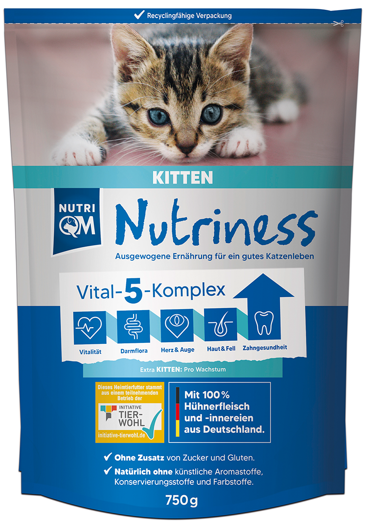 Thumbnail 2: NutriQM Kitten Trockenfutter mit ITW-Siegel | für heranwachsende Katzen | Nutriness 5 x 750g | ohne Zucker, Gluten & künstliche Zusätze