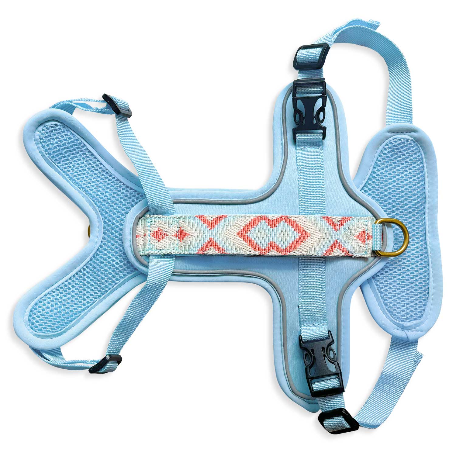 Hey Lana Premium Hundegeschirr Gepolstert - mit Reflektoren und Haltegriff  L / Coral/Blau