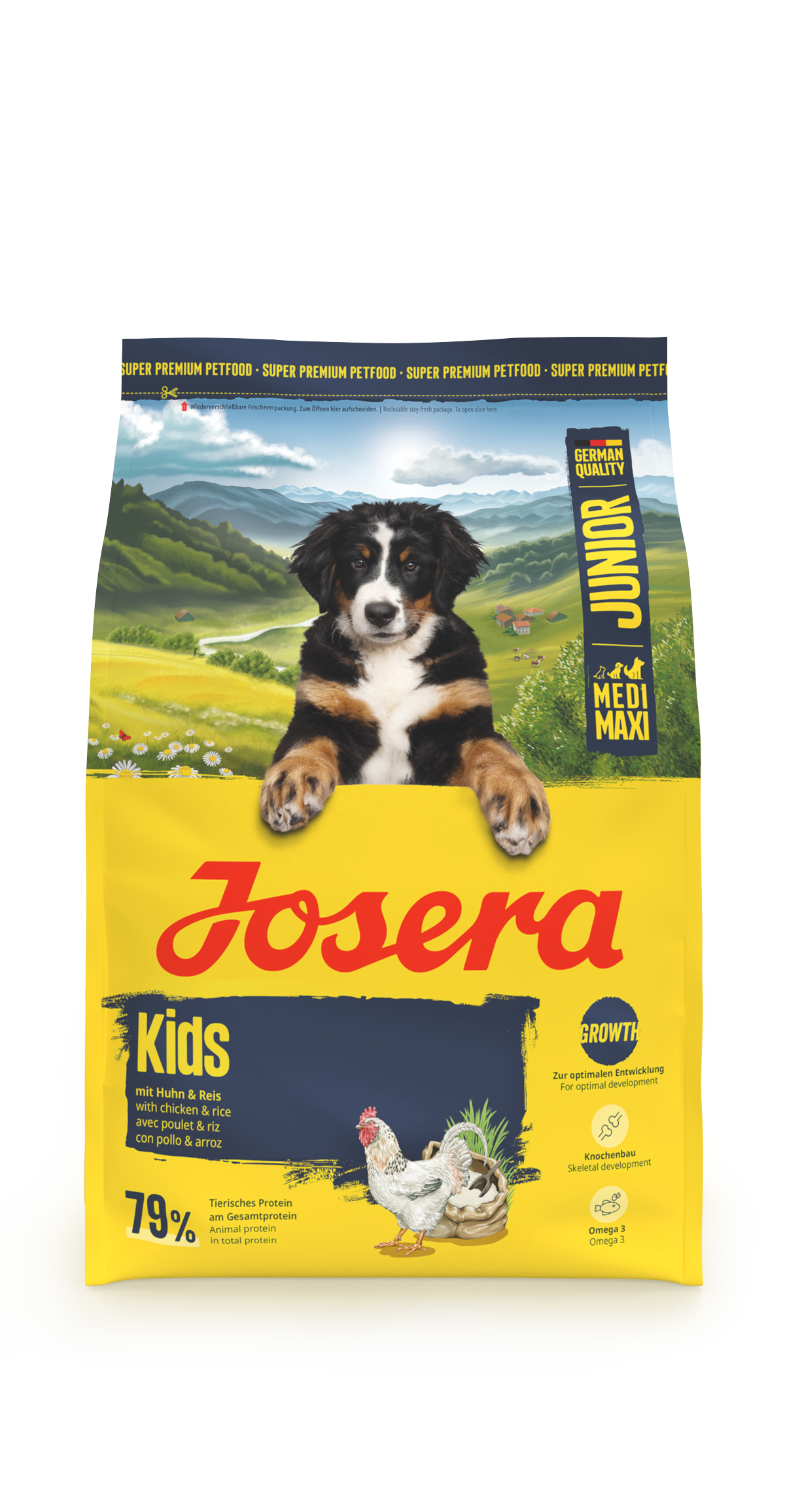 Produktbild von Junior Kids, glutenfreies Welpenfutter mit mittlere und große Hunderassen, 3kg