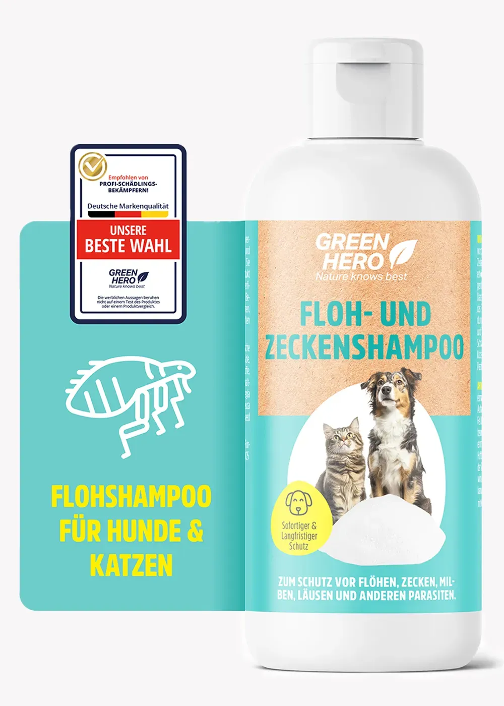 Thumbnail 1: Greenhero Floh- und Zeckenshampoo für Hunde und Katzen