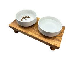 Thumbnail 8: Olivenholz-erleben Futterstation DANDY PLUS 2 x 0,4 Liter, runde Füße (12cm)