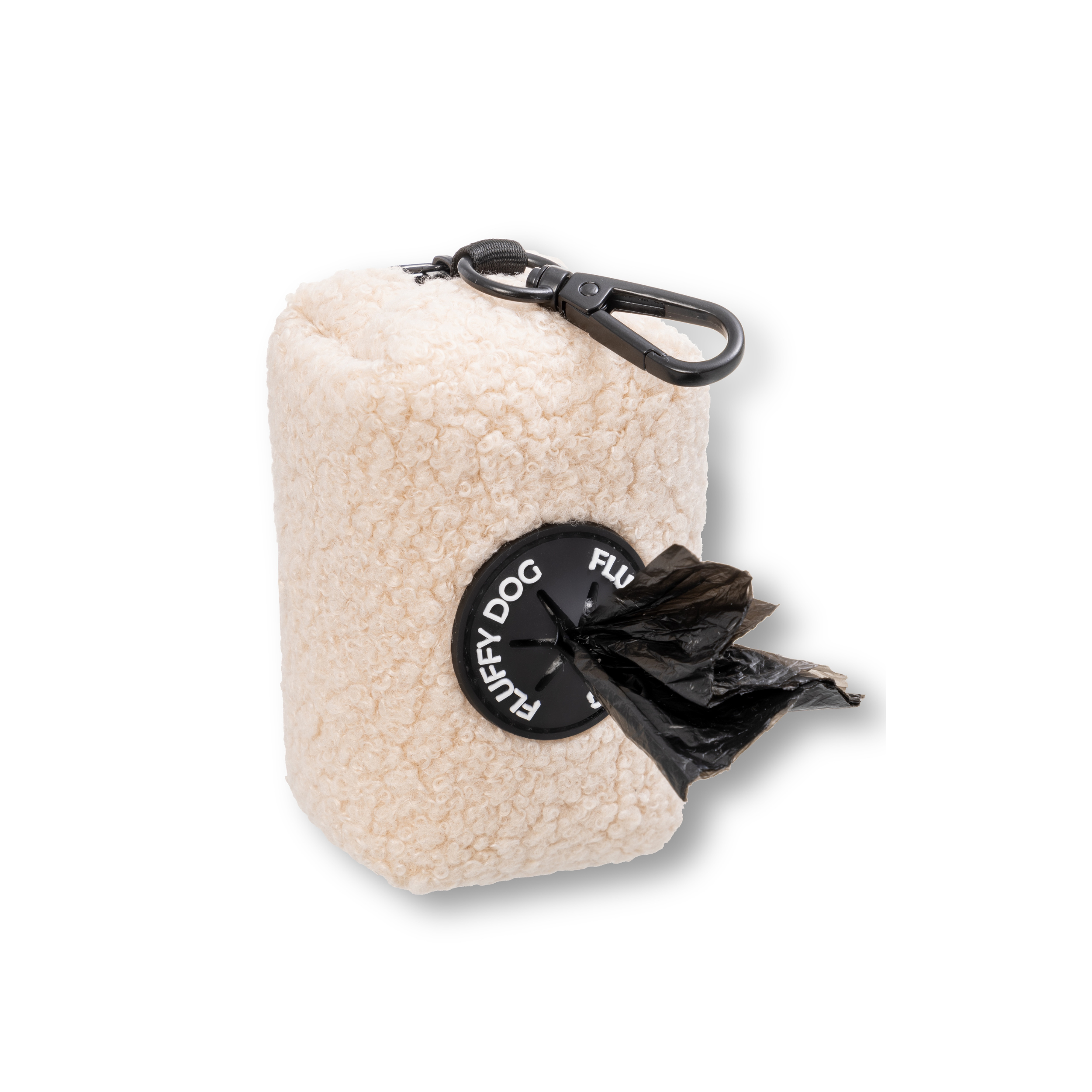 Fluffy Dog Kotbeutelspender Teddy – vegan, wasserabweisend & mit Karabiner für Leine, Gürtel & Tasche