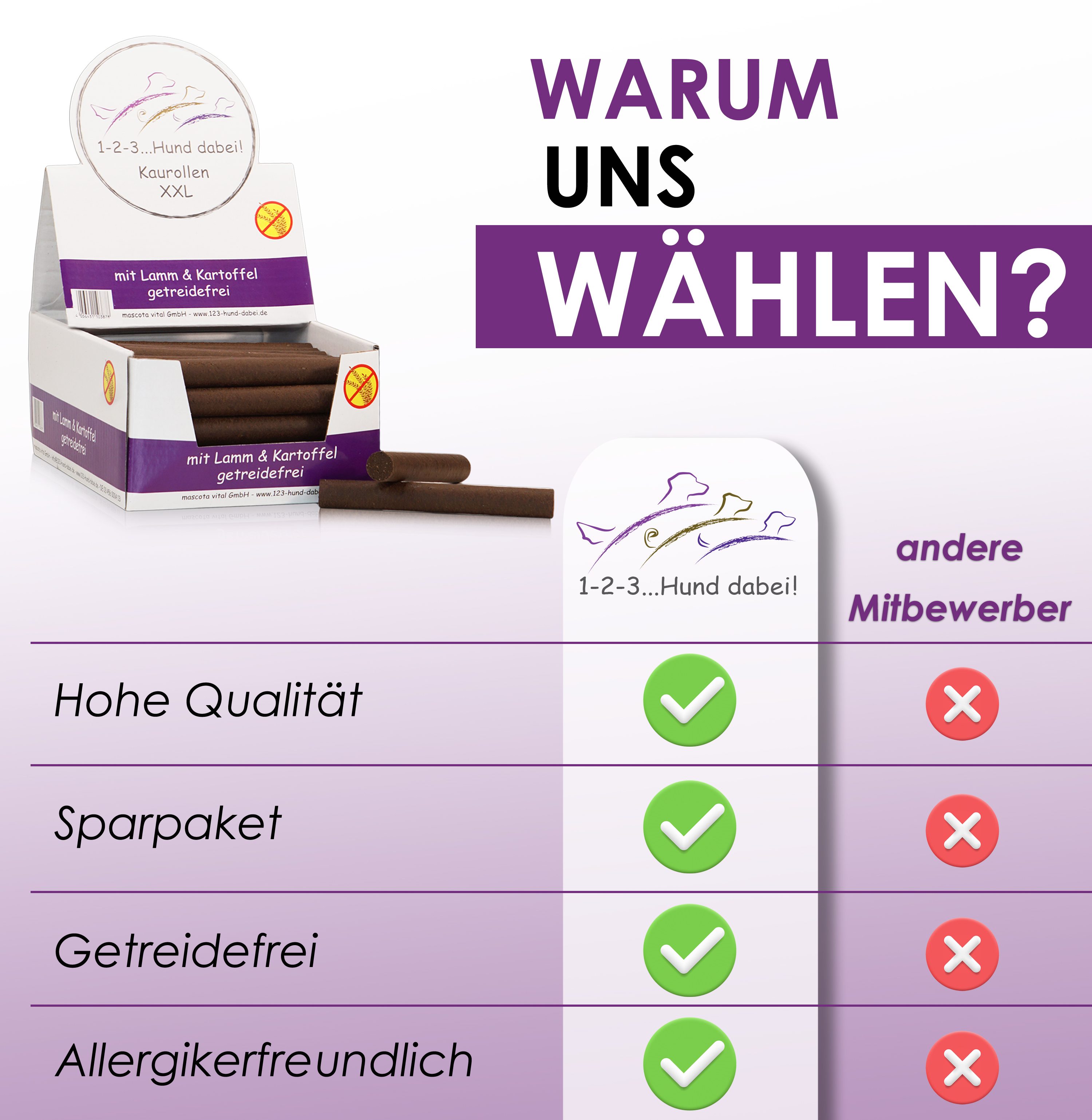 Thumbnail 4: 123… Hund dabei! Kaurollen XXL Lamm+Kartoffel getreidefrei