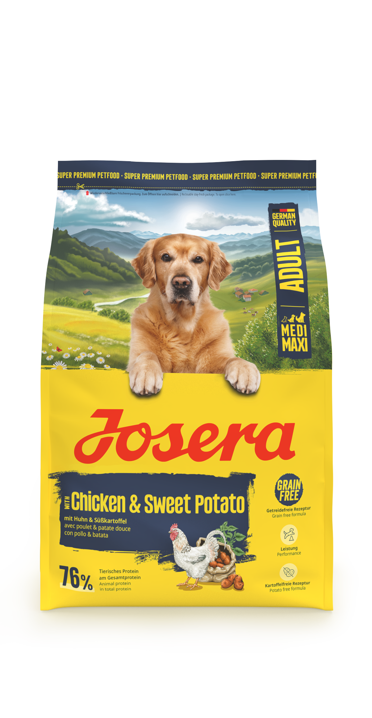 Produktbild von Adult Chicken & Sweet Potato, getreidefreies Trockenfutter für Hunde mittlerer und großer Rassen, 3kg