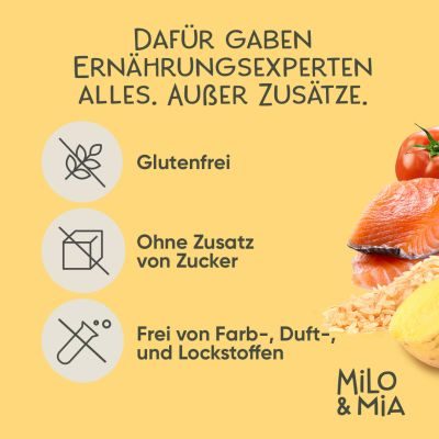 Thumbnail 5: Milo & Mia Schonkost für Hunde Nassfutter, magenschonendes Hundefutter für Hunde mit Magen-Darm-Problemen, glutenfreie Zutaten: Kalb, Kürbis & Hirse (6x400g)