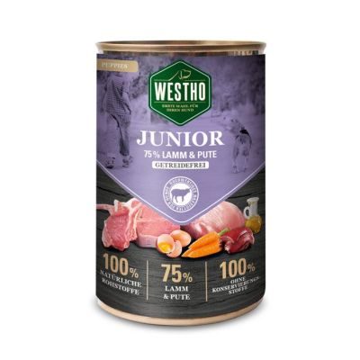 Thumbnail 2: WESTHO petfood Junior mit 75 % Lamm & Pute 6x400g