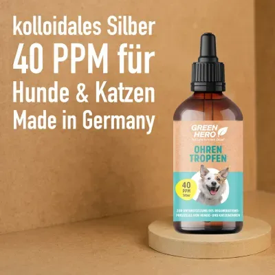 Thumbnail 2: Greenhero Kolloidales Silber für Hunde, Ohrentropfen 40 PPM, ionisch und kolloidal, 100 ml
