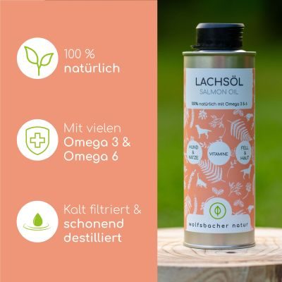 Thumbnail 9: Wolfsbacher Natur Natürliches Lachsöl für Hunde & Katzen 250ml