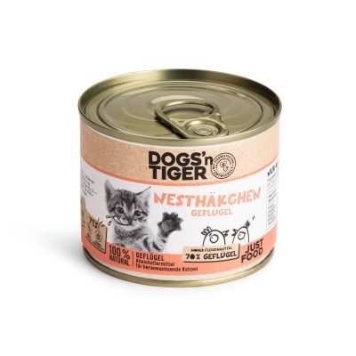 Thumbnail 4: Dogs'n Tiger Junior, Kitten Premium Katzenfutter, Nassfutter, Getreidefrei, Nesthäkchen, Geflügel, Algenkalk & Löwenzahn, 12x 200g