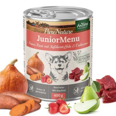 AniForte Nassfutter JuniorMenue – "Feines Rind mit Süßkartoffeln"