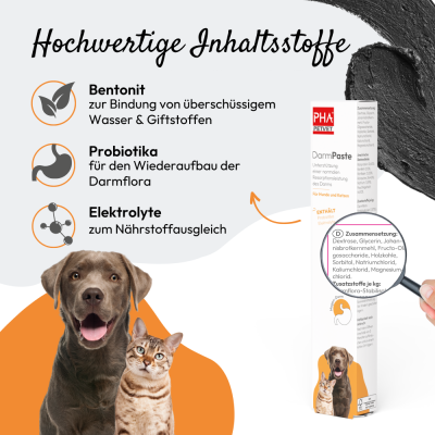 Thumbnail 4: PHA PetVet - PHA DarmPaste für Hunde und Katzen 15 ml - DurchfallStopp für Hunde und Katzen - Linderung akuter Resorptionsstörungen des Darms, bei und nach akutem Durchfall