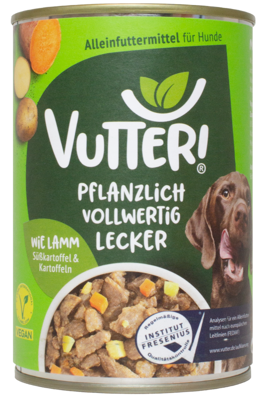 Vutter! Vutter! Hundefutter vegan | Nassfutter: Wie Lamm | Glutenfrei | Alleinfuttermittel | bedarfsdeckend | veganes Hundefutter