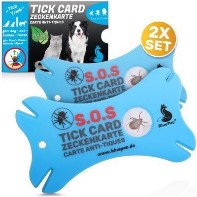 BluePet Zeckenkarte mit Lupe: Zeckenentferner im Scheckkartenformat: Entfernung von Zecken bei Mensch & Tier I Tick Card erste Hilfe to go für Hunde, Katzen