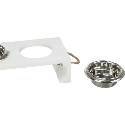 Thumbnail 7: TRIXIE BE NORDIC Napf-Set, MDF/Edelstahl 2 × 0,9 l/ø 17 cm/44 × 21 × 14 cm / Weiß