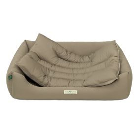 HOUND&NATURE SET: Hundebett LUZERN XL taupe + wasserfestem kuscheligen Fleece-Matratzenüberzug