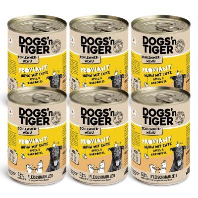 Thumbnail 1: Dogs'n Tiger Adult Hundefutter, Proviant, Nassfutter, Getreidefrei, Huhn, Ente, Apfel & Kartoffel, 6x 400g