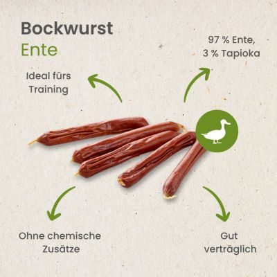 Thumbnail 4: kauartikel.com Bockwurst Ente - Hunde-Bockwurst - Kauartikel - Hunde-Snack - Kausnack - Leckerli von der Ente