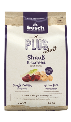 bosch Tiernahrung HPC PLUS Strauß&Kartoffel – getreidefreies Hundefutter – 2,5kg