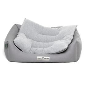 HOUND&NATURE SET: Hundebett LUZERN L hellgrau + wasserfestem Baumwoll -Matratzenüberzug