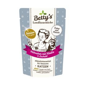 Betty's Landhausküche Senior Katzenfutter Hühnchen mit Kürbis und Lachsöl 12x 100g im Frischebeutel