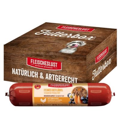 Fleischeslust Futterbox Feines Geflügel (8x400g) Hundewurst