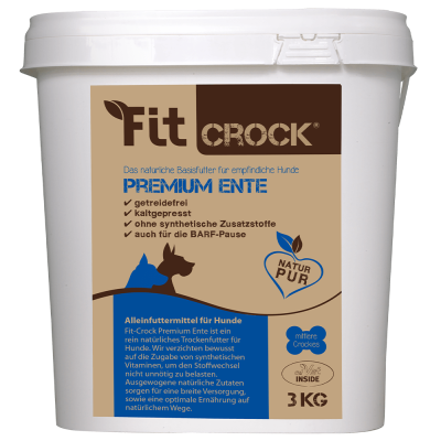 Thumbnail 1: Fit-CROCK® Premium Ente 3 kg – Kaltgepresstes Trockenfutter für sensible Hunde ohne synthetische Zusätze