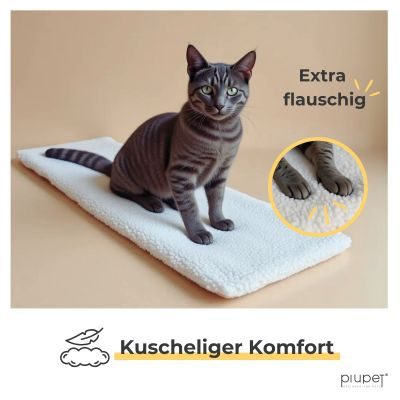 Thumbnail 4: PIUPET Selbstwärmende Katzendecke für die Fensterbank I Katzenbett flauschig I Katzenbett Fensterbank I 90x25cm I Beige