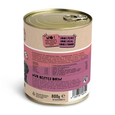 Thumbnail 6: Dogs'n Tiger Adult Hundefutter, Glücksbringer, Nassfutter, Getreidefrei, Rind, Lamm, Pastinake & Heidelbeeren, 6x 800g