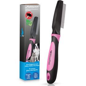 BluePet Flohkamm & Läusekamm für Hunde & Katzen, Flöhe & Zecken effektiv & schonend entfernen - feiner Hundekamm, Staubkamm, Nissenkamm auch gegen Nymphen