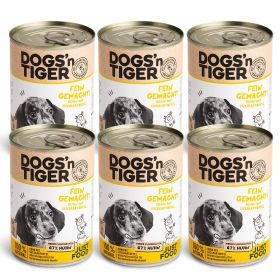 Dogs'n Tiger Junior, Welpen Premium Hundefutter, Nassfutter, Getreidefrei, Fein Gemacht, Huhn & Süßkartoffel, 6x 400g