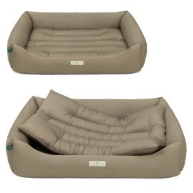 HOUND&NATURE SET: Hundebett BERN XXL taupe + wasserfestem kuscheligen Fleece-Matratzenüberzug