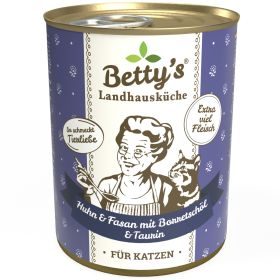 Betty's Landhausküche Katzennassfutter Huhn und Fasan mit Borretschöl 12x 400g