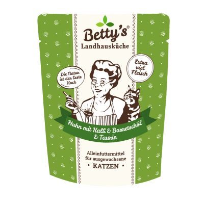 Thumbnail 3: Betty's Landhausküche Katzennassfutter Huhn & Kalb mit Borretschöl 12x 250g im Frischebeutel