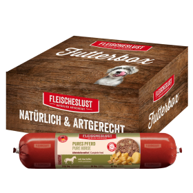 Fleischeslust Futterbox Pures Pferd mit Kartoffel sensitiv (6x800g) Hundewurst