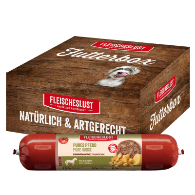 Fleischeslust Futterbox Pures Pferd mit Kartoffel sensitiv (6x800g) Hundewurst