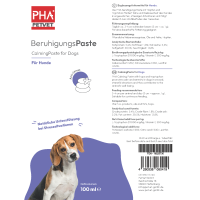 Thumbnail 4: PHA PetVet - PHA BeruhigungsPaste für Hunde - 100 ml - Nahrungsergänzung - Futterergänzung
