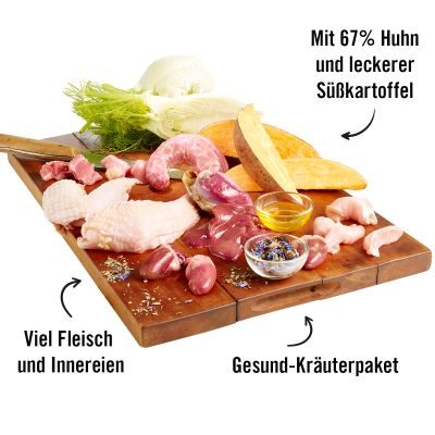 Thumbnail 2: Dogs'n Tiger Junior, Welpen Premium Hundefutter, Nassfutter, Getreidefrei, Fein Gemacht, Huhn & Süßkartoffel, 6x 400g