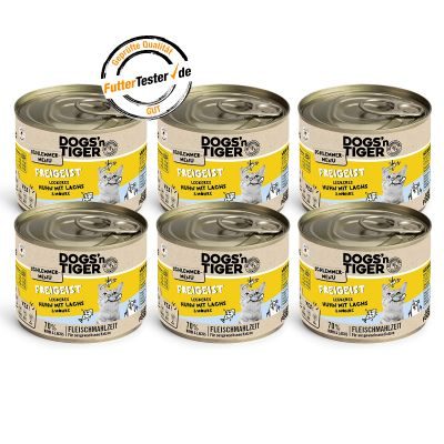 Thumbnail 2: Dogs'n Tiger Adult, Katzenfutter, Freigeist, Katzen Nassfutter, Getreidefrei, Huhn, Lachs & Karotte, 6x 200g