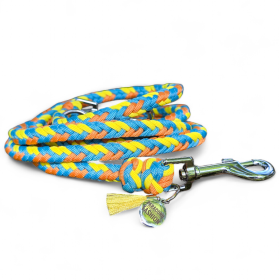 PARACORD FASHION Hundeleine aus Paracord - Herringbone Gelb / Orange / Türkis / 1,5 m