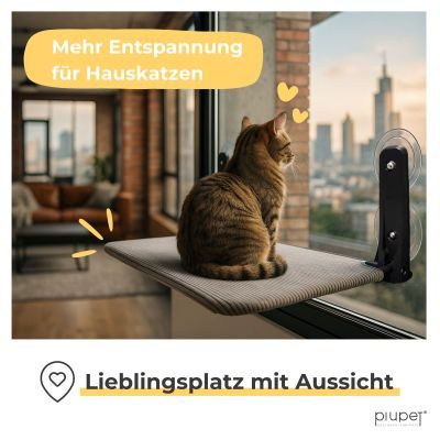 Thumbnail 6: PIUPET Katzenfensterliege I Klappbare Katzenliege mit Saugnäpfen I Wendbare Hängematte für Fenster I bis 20 kg