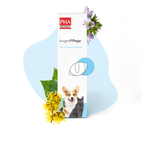 PHA PetVet - PHA AugenPflege für Hunde u. Katzen 20 ml - Sanfte Reinigung & Pflege empfindlicher Augen, gegen Verkrustungen, Kratzen, Tränenstein & Reizungen