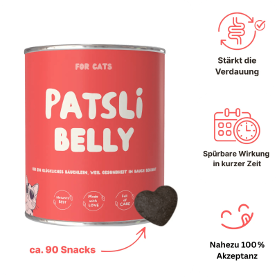 Patsli Katze hat Durchfall? Präbiotische Snacks für gesunde Darmflora