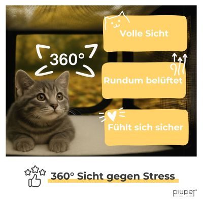 Thumbnail 4: PIUPET Transportbox I Ideal für Katzen & kleine Hunde I Stabile Transporttasche mit großem Blickfeld I Transportbox mit herausnehmbarer Matte