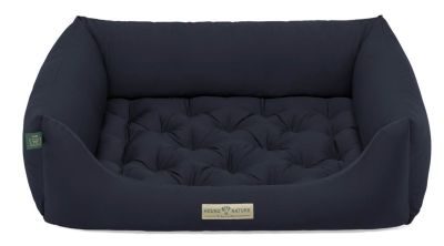 HOUND&NATURE SET: Hundebett ZERMATT M dunkelblau + wasserfestem hellgrauen Fleece-Matratzenüberzug