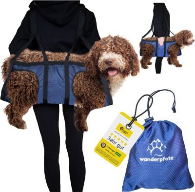 Wanderpfote Wanderpfote Tragehilfe für Hunde – Notfallrucksack bei Wanderungen oder Tragetasche Hund im Alltag bei Treppe - Klein, Leicht, Robust, Hochwertig - Tragetuch Hund, Hundetasche (S)