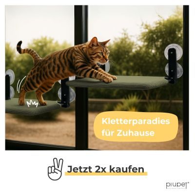 Thumbnail 7: PIUPET Katzenfensterliege I Klappbare Katzenliege mit Saugnäpfen I Wendbare Hängematte für Fenster I bis 20 kg