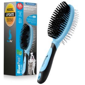 BluePet 'DoppelDecker' Doppelbürste für Hunde und Katzen (doppelseitig nutzbar), beidseitig sanfte Fellpflege - zweiseitige Nutzung, 2in1